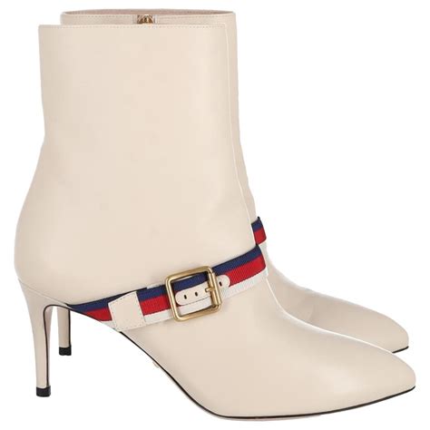 leather mid heel ankle boot gucci|gucci sylvie boots.